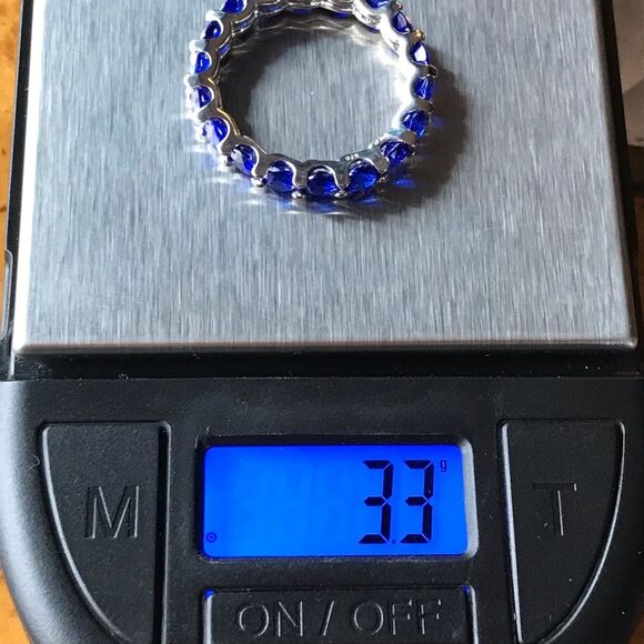 Natural Blue Spinel Sterling Silver Eternity Ring Size 9 - Picture 5 of 8